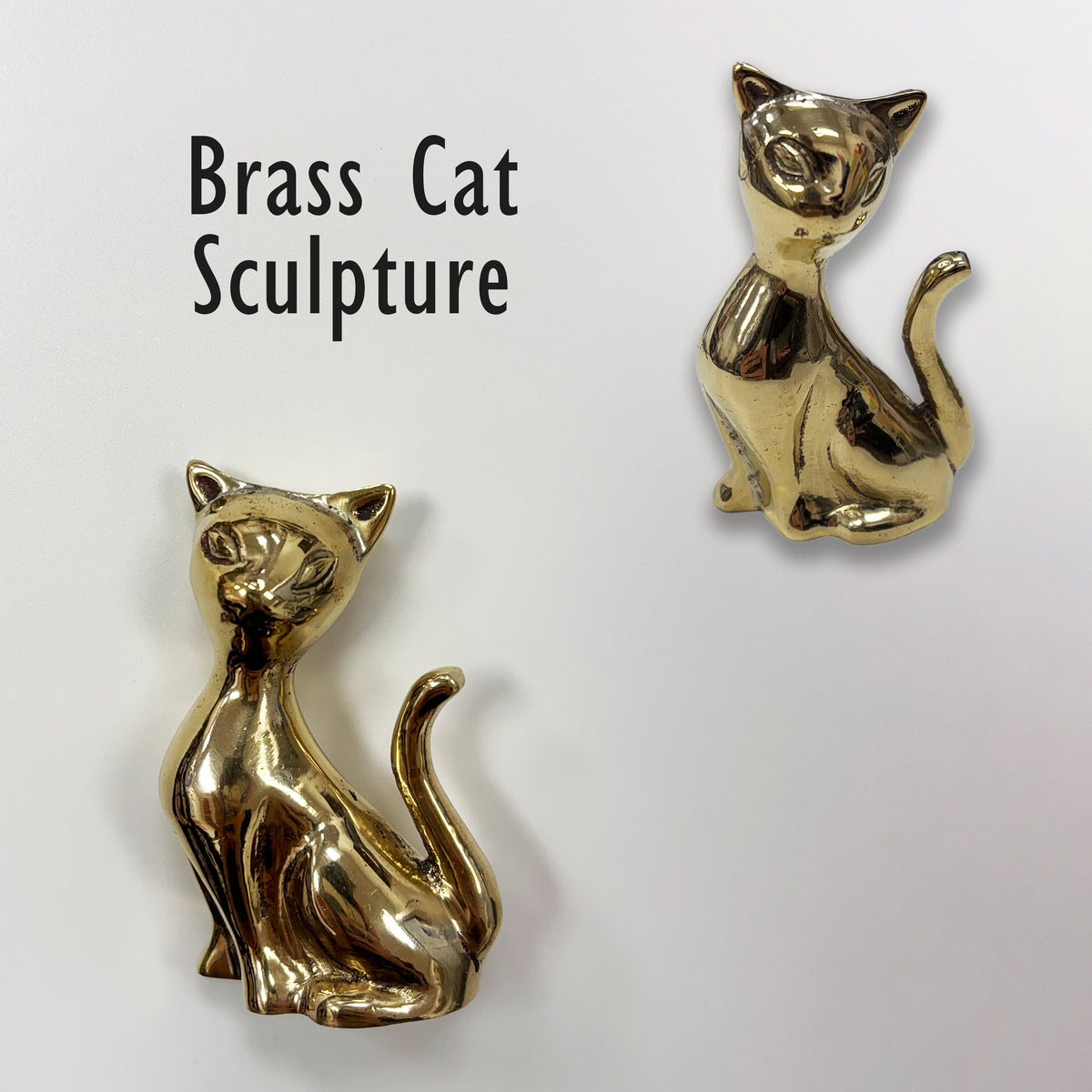 Brass Sitting Cat Paper Weight Sculpture