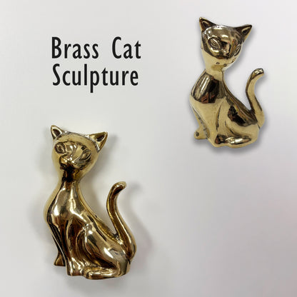 Brass Sitting Cat Paper Weight Sculpture