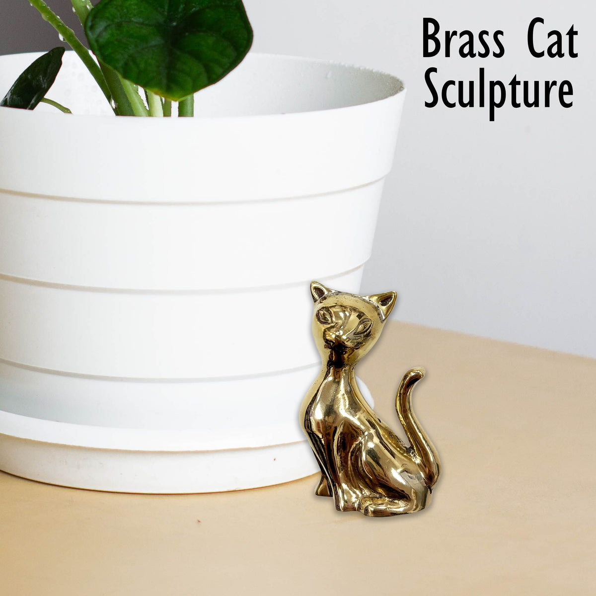 Brass Sitting Cat Paper Weight Sculpture