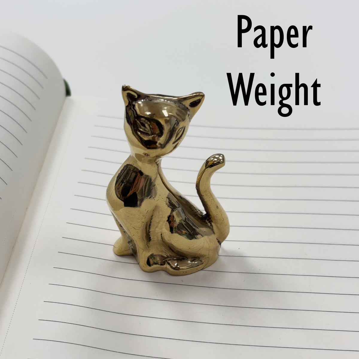 Brass Sitting Cat Paper Weight Sculpture