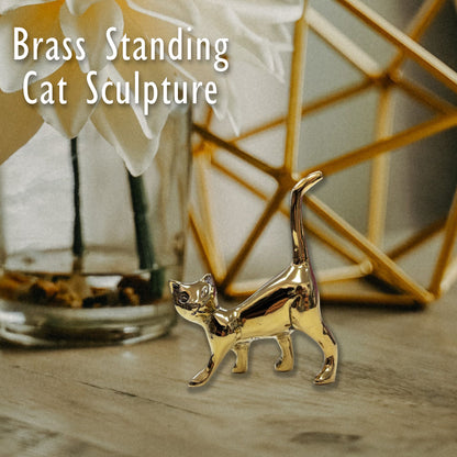 Brass Standing Cat Paper Weight Sculpture