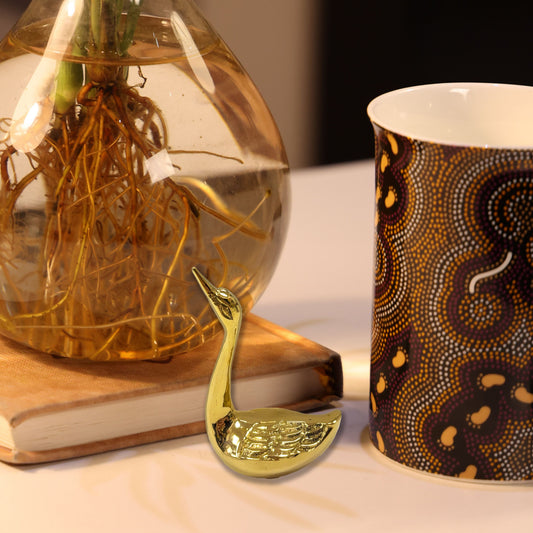 Brass Swan Chop Stick Holder Sculpture