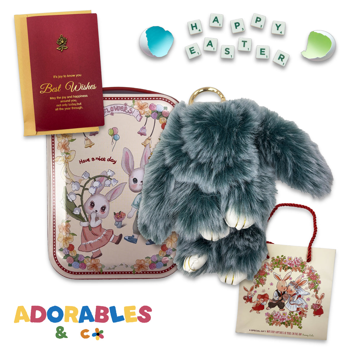 Soft Bunny Keychain Gift Set