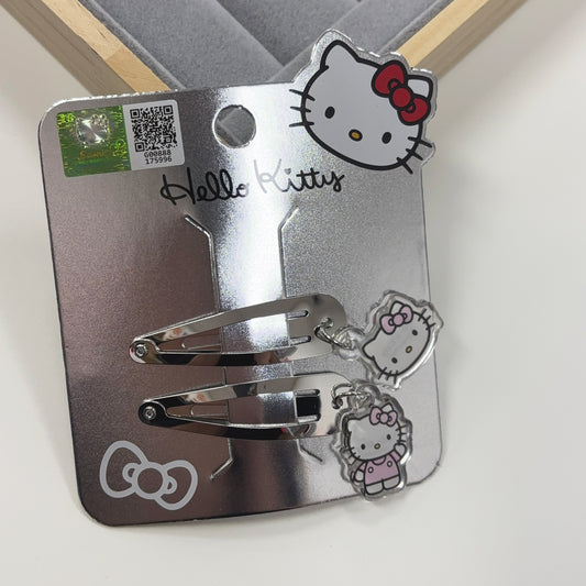 Sanrio | Hello Kitty Silver Metallic Hair Clip Set with Charms