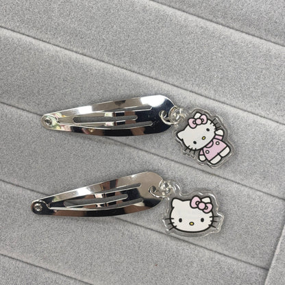 Sanrio | Hello Kitty Silver Metallic Hair Clip Set with Charms