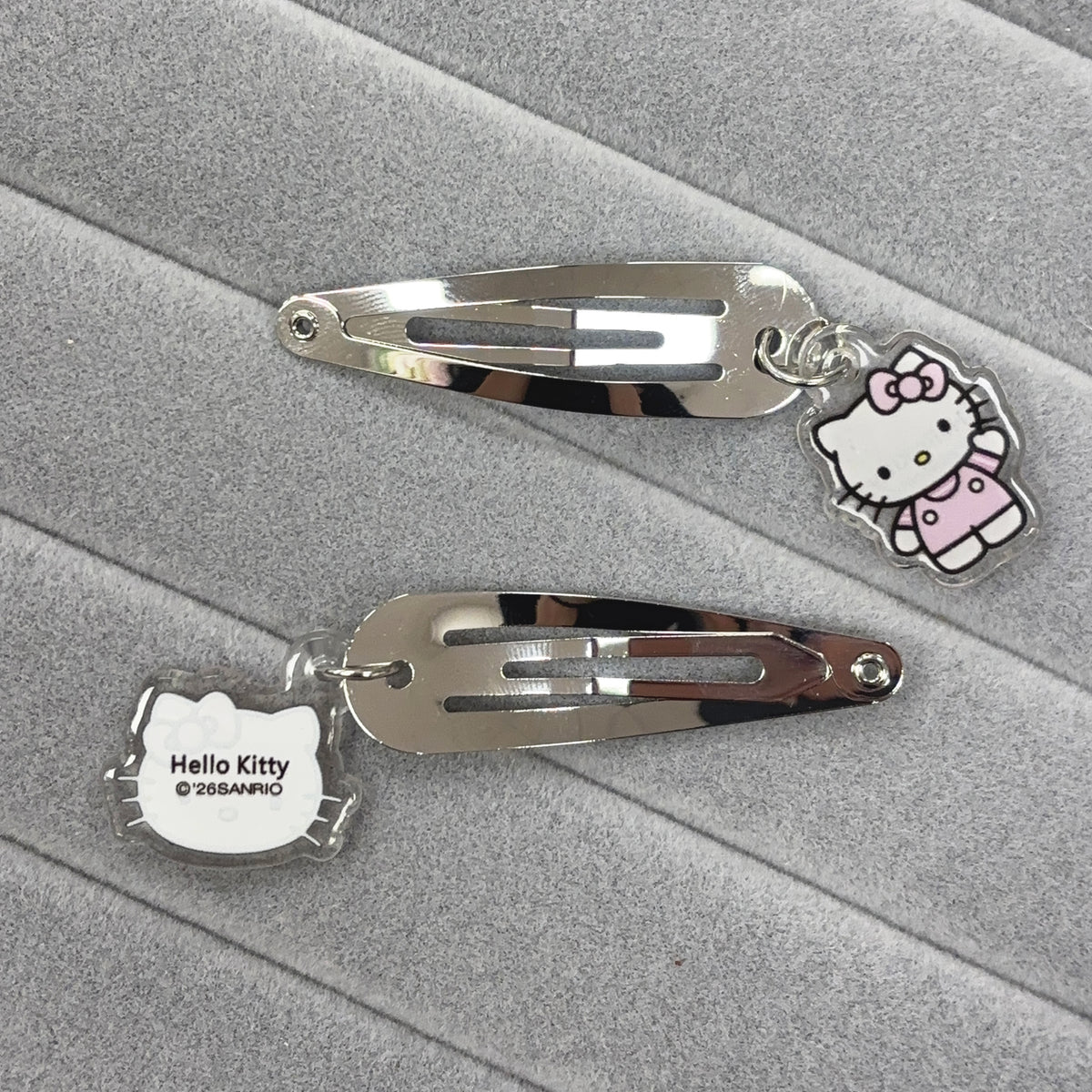 Sanrio | Hello Kitty Silver Metallic Hair Clip Set with Charms