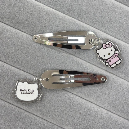 Sanrio | Hello Kitty Silver Metallic Hair Clip Set with Charms